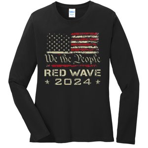 We The People Red Wave 2024 Election Republican Usa Flag Ladies Long Sleeve Shirt