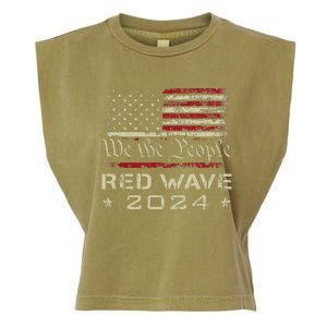 We The People Red Wave 2024 Election Republican Usa Flag Garment-Dyed Women's Muscle Tee