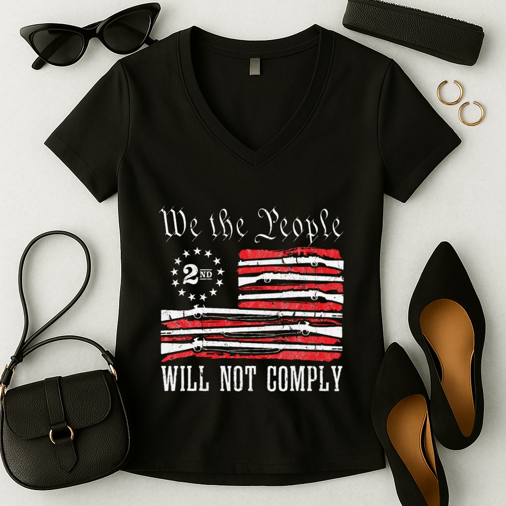 We The People Will Not Comply Progun Rights 2nd Amendment Women's V-Neck T-Shirt
