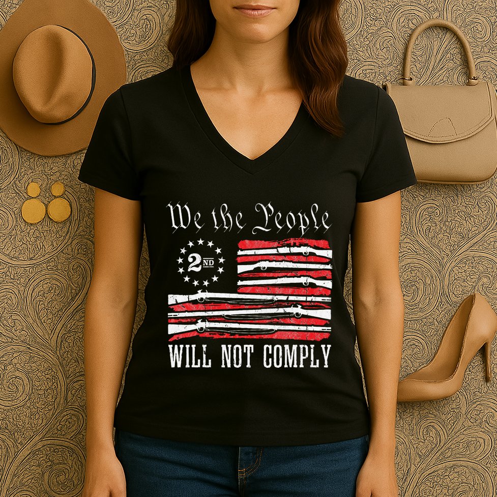 We The People Will Not Comply Progun Rights 2nd Amendment Women's V-Neck T-Shirt