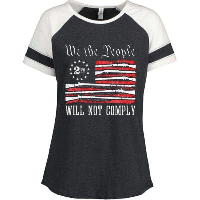 We The People Will Not Comply Progun Rights 2nd Amendment Enza Ladies Jersey Colorblock Tee