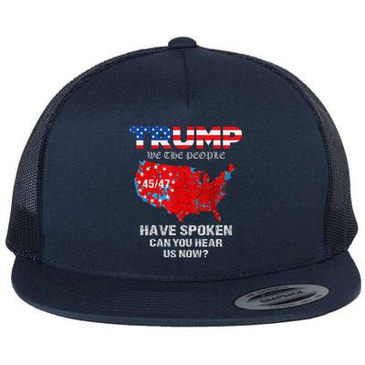 We The People Have Spoken Map Of 2024 Election Results Maga Flat Bill Trucker Hat