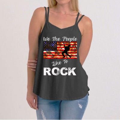 We The People Like To Rock American Flag 4th July Music Women's Strappy Tank