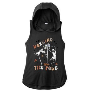 Working The Pole Funny Skeleton Dance Halloween Icu Er Nurse Gift Ladies PosiCharge Tri-Blend Wicking Draft Hoodie Tank