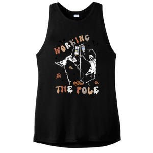 Working The Pole Funny Skeleton Dance Halloween Icu Er Nurse Gift Ladies PosiCharge Tri-Blend Wicking Tank