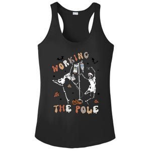 Working The Pole Funny Skeleton Dance Halloween Icu Er Nurse Gift Ladies PosiCharge Competitor Racerback Tank