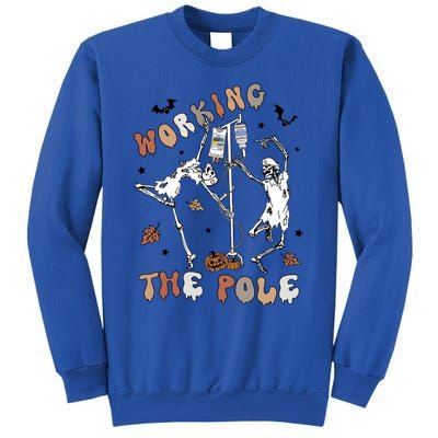 Working The Pole Funny Skeleton Dance Halloween Icu Er Nurse Gift Sweatshirt