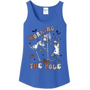 Working The Pole Funny Skeleton Dance Halloween Icu Er Nurse Gift Ladies Essential Tank