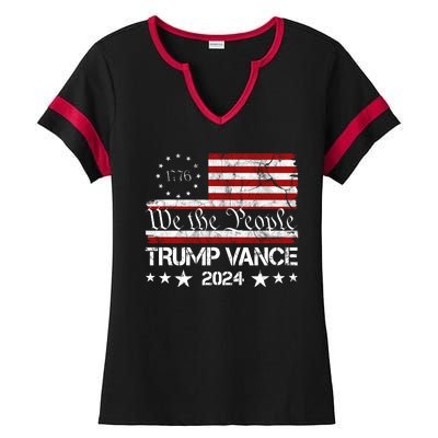 We The People Trump Vance 2024 Vintage Usa Election Ladies Halftime Notch Neck Tee