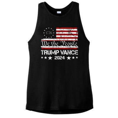 We The People Trump Vance 2024 Vintage Usa Election Ladies PosiCharge Tri-Blend Wicking Tank