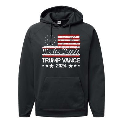 We The People Trump Vance 2024 Vintage Usa Election Performance Fleece Hoodie