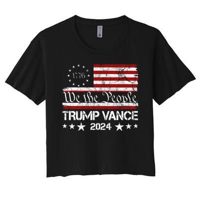 We The People Trump Vance 2024 Vintage Usa Election Women's Crop Top Tee