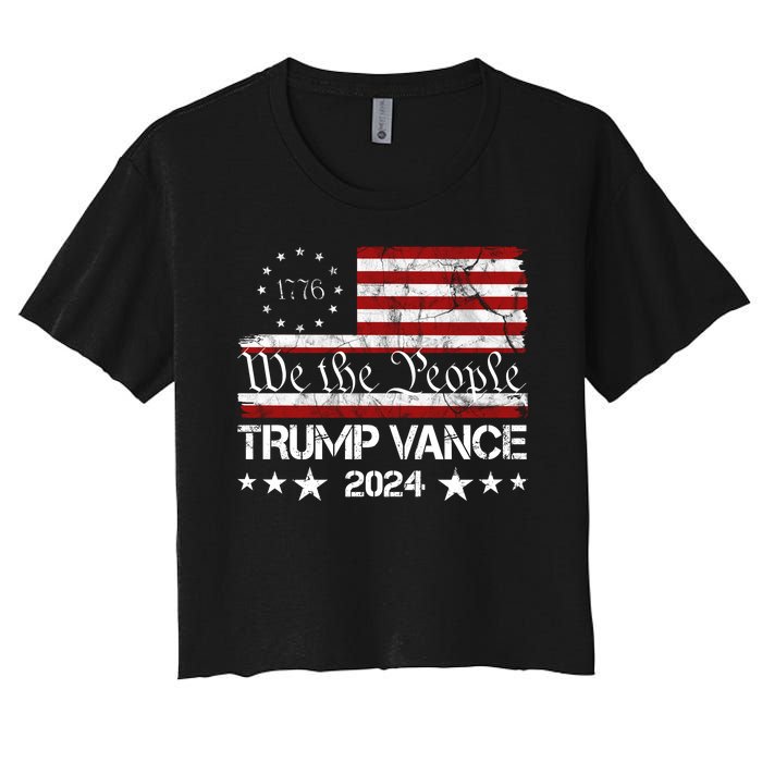 We The People Trump Vance 2024 Vintage Usa Election Women's Crop Top Tee