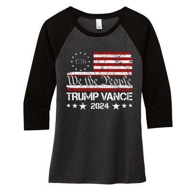 We The People Trump Vance 2024 Vintage Usa Election Women's Tri-Blend 3/4-Sleeve Raglan Shirt