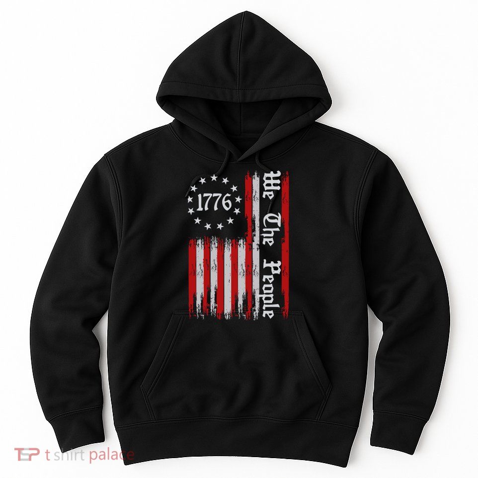 We The People 1776 Distressed Usa American Flag Hoodie