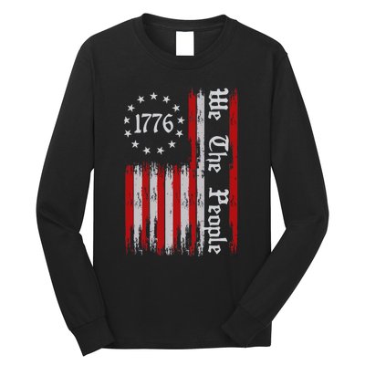 We The People 1776 Distressed Usa American Flag Long Sleeve Shirt