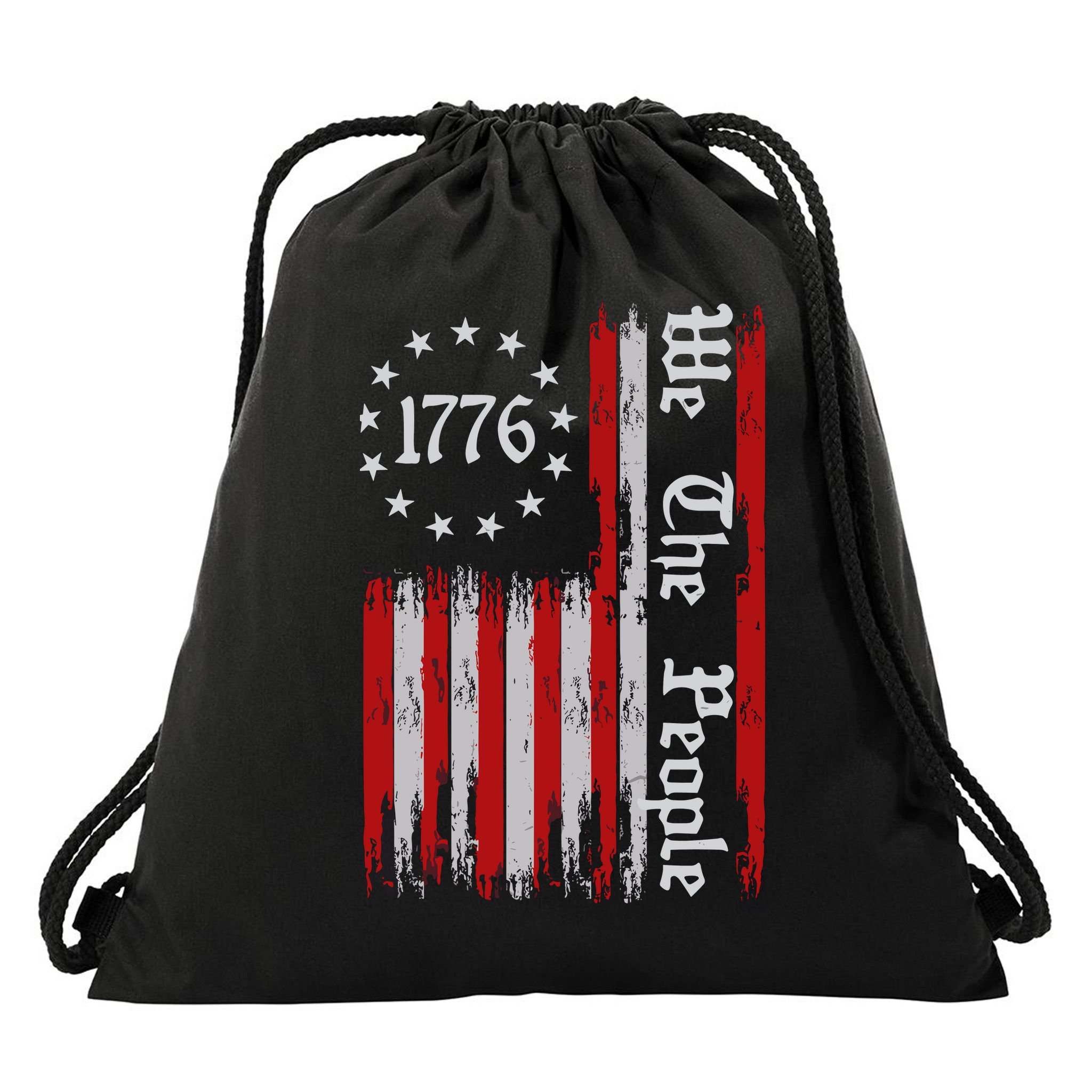 We The People 1776 Distressed Usa American Flag Drawstring Bag