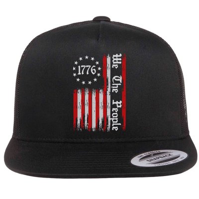 We The People 1776 Distressed Usa American Flag Flatbill Hat