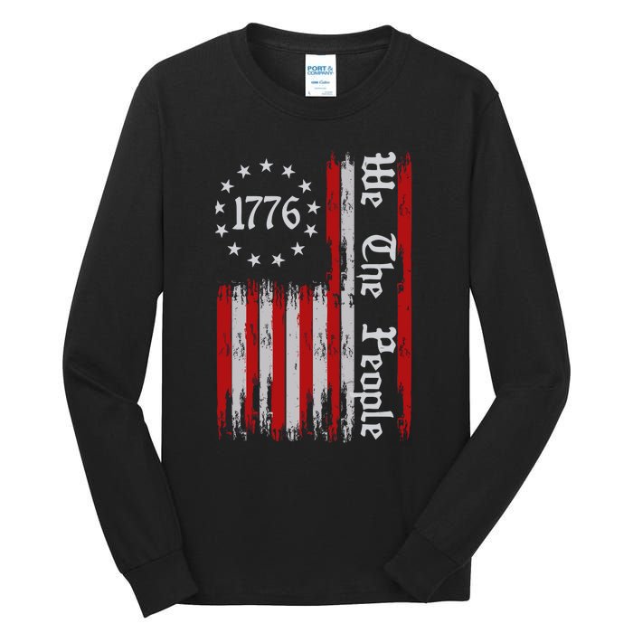 We The People 1776 Distressed Usa American Flag Tall Long Sleeve T-Shirt