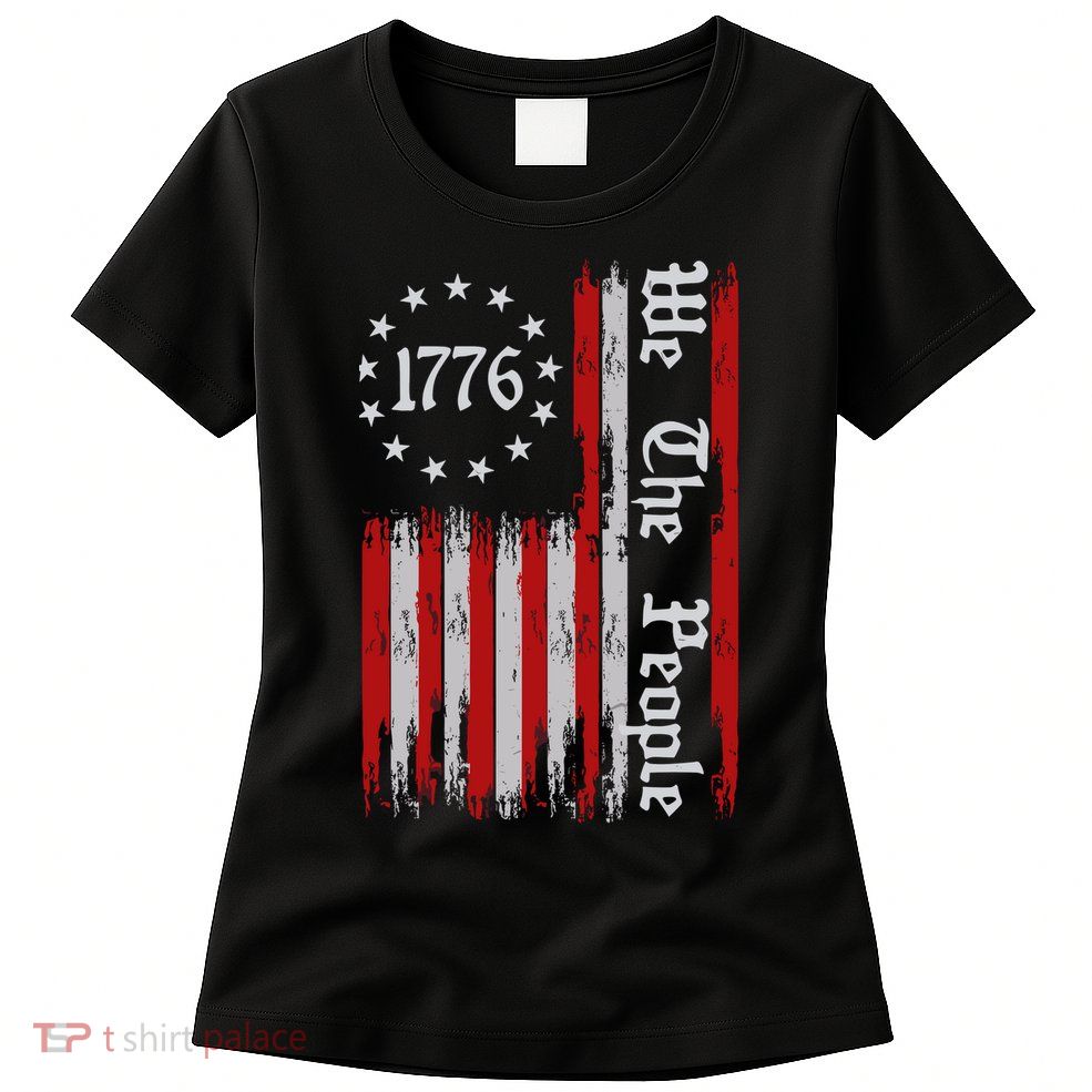 We The People 1776 Distressed Usa American Flag Womens T-Shirt