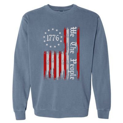 We The People 1776 Distressed Usa American Flag Garment-Dyed Sweatshirt