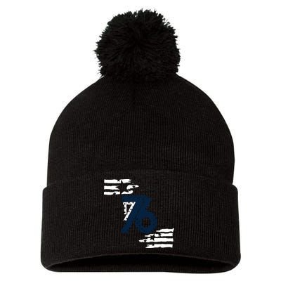 We The People 1776 American Flag Pom Pom 12in Knit Beanie