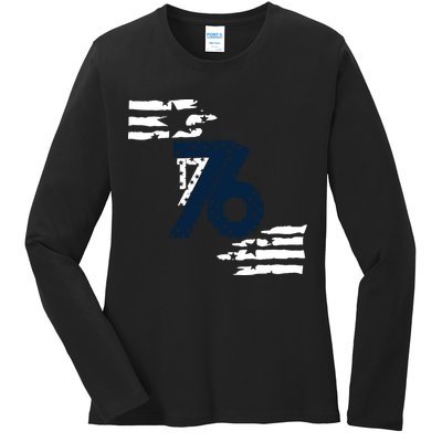 We The People 1776 American Flag Ladies Long Sleeve Shirt