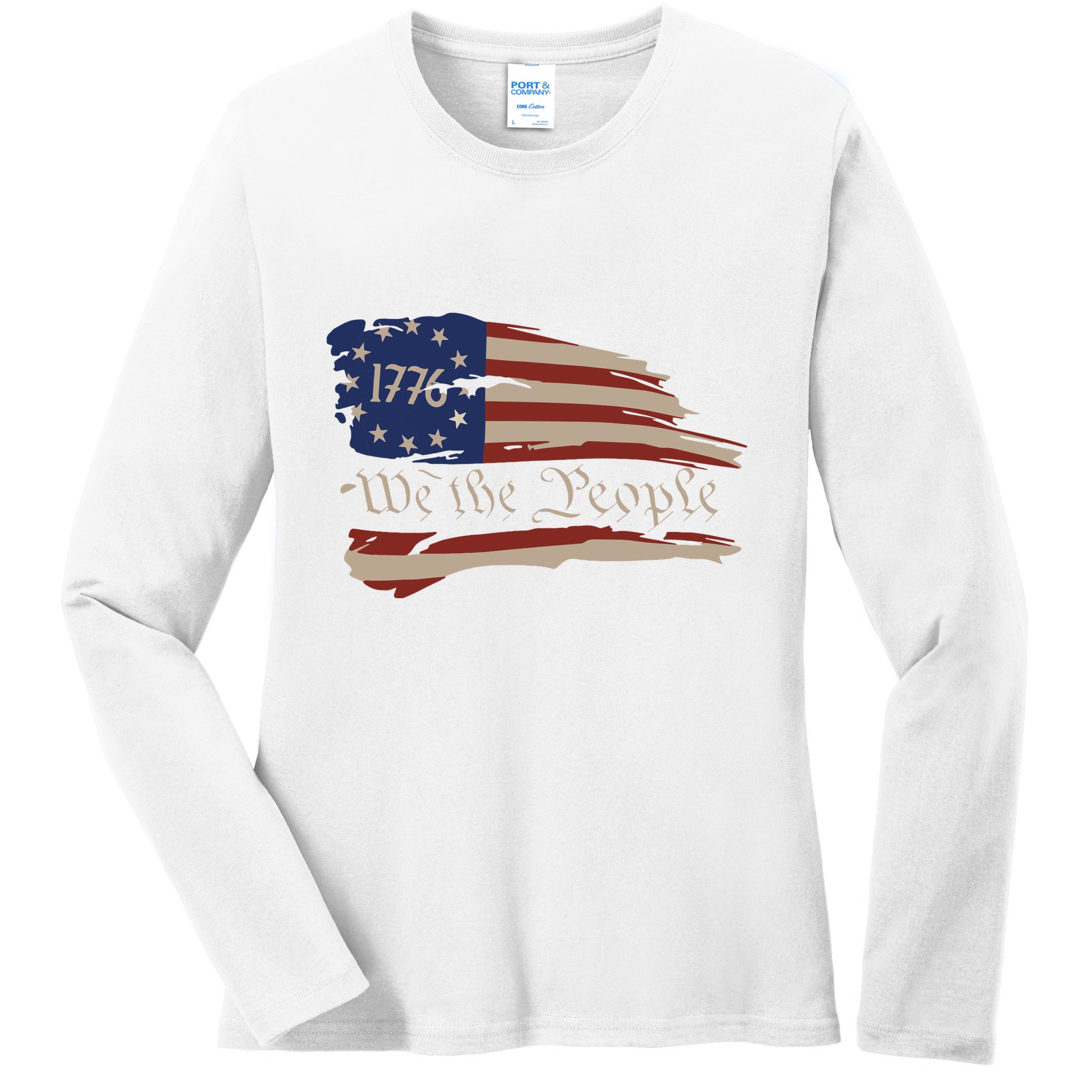 We The People 1776 Founding Fathers Constitution American Ladies Long Sleeve Shirt