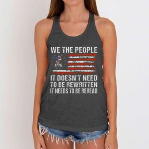 We The People American Flag Patriotic 1776 Usa Retro Gifts Women's Knotted Racerback Tank