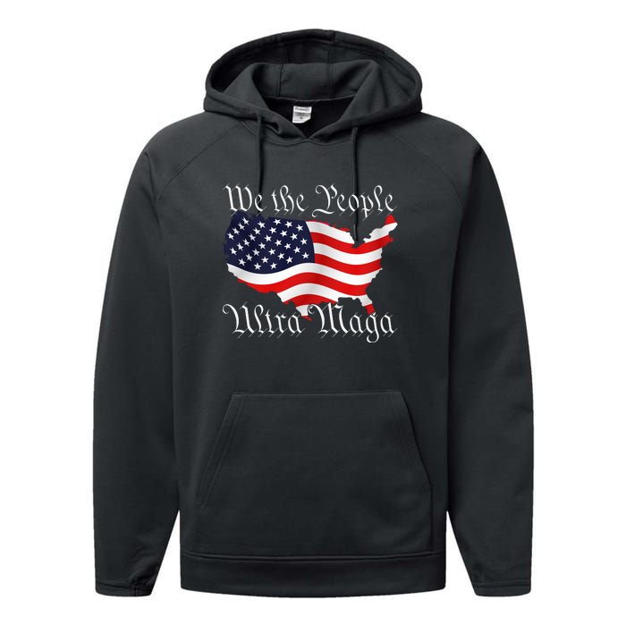 We The People Ultra Maga Pro Trump Conservative GOP US Flag Performance Fleece Hoodie