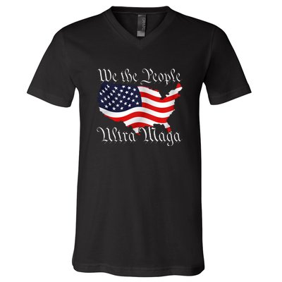 We The People Ultra Maga Pro Trump Conservative GOP US Flag V-Neck T-Shirt