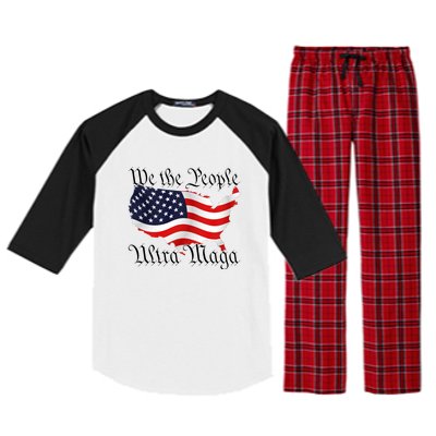 We The People Ultra Maga Pro Trump Conservative GOP US Flag Raglan Sleeve Pajama Set