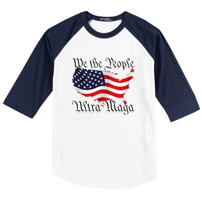 We The People Ultra Maga Pro Trump Conservative GOP US Flag Baseball Sleeve Shirt