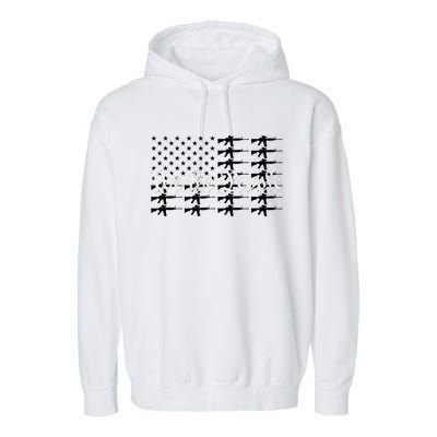 We The People Patriotic USA AR15 Rifle Flag 4th July Gun Garment-Dyed Fleece Hoodie