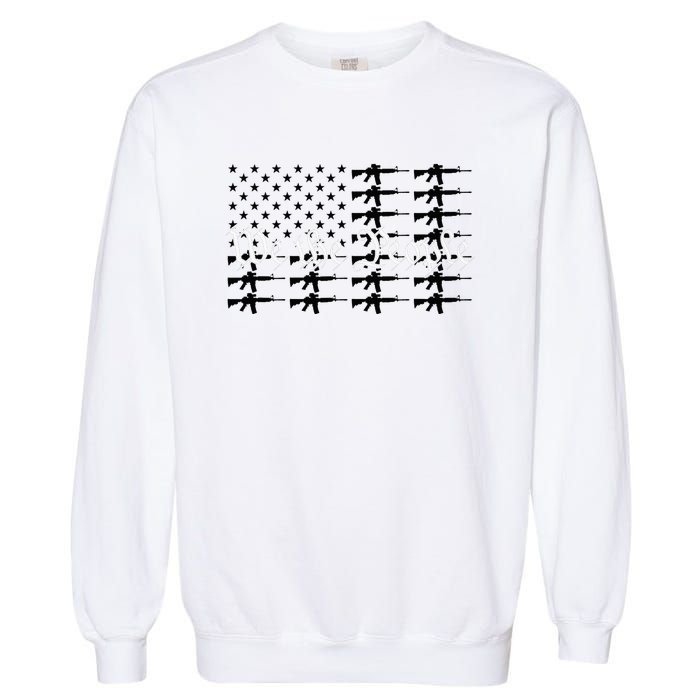 We The People Patriotic USA AR15 Rifle Flag 4th July Gun Garment-Dyed Sweatshirt