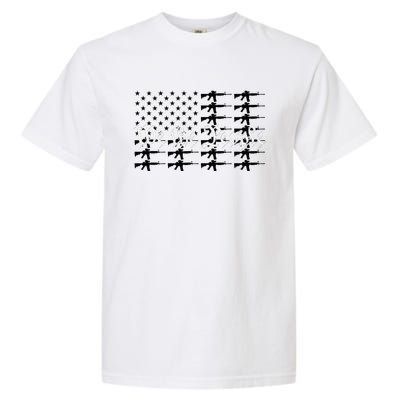 We The People Patriotic USA AR15 Rifle Flag 4th July Gun Garment-Dyed Heavyweight T-Shirt