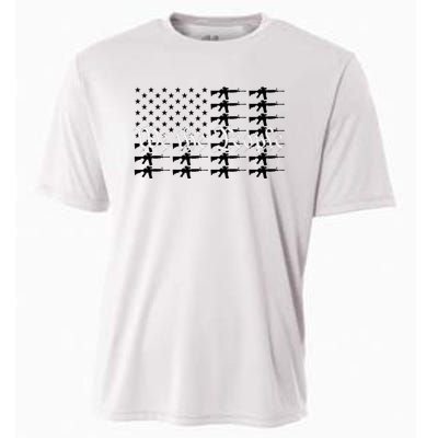 We The People Patriotic USA AR15 Rifle Flag 4th July Gun Cooling Performance Crew T-Shirt