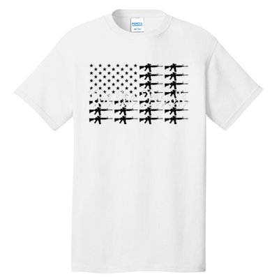 We The People Patriotic USA AR15 Rifle Flag 4th July Gun Tall T-Shirt