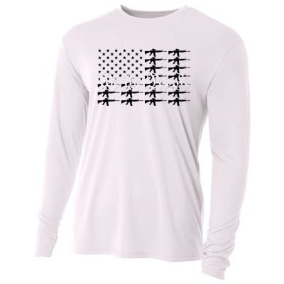 We The People Patriotic USA AR15 Rifle Flag 4th July Gun Cooling Performance Long Sleeve Crew