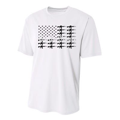 We The People Patriotic USA AR15 Rifle Flag 4th July Gun Performance Sprint T-Shirt