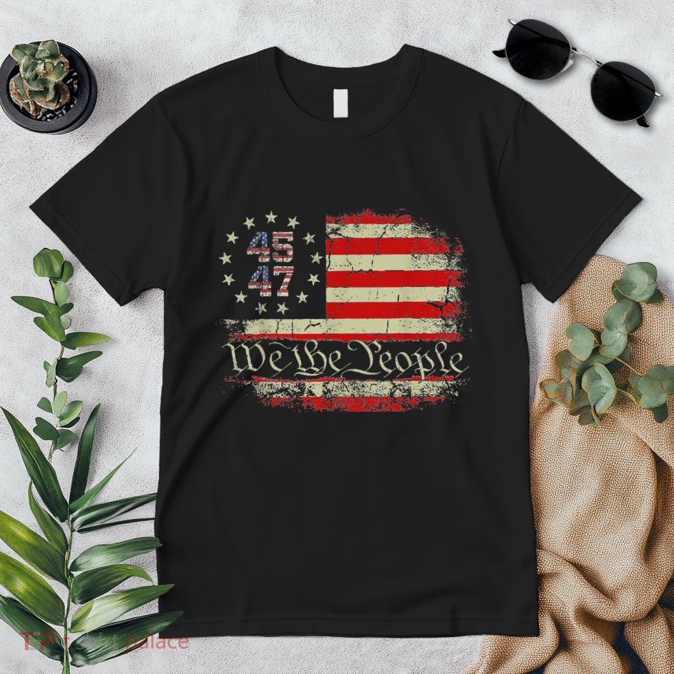 We The People Distressed Retro Flag 45 47 Trump Supporter Premium T-Shirt
