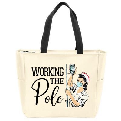 Working The Pole Funny ER Nurse Life Emergency Room Nursing Zip Tote Bag