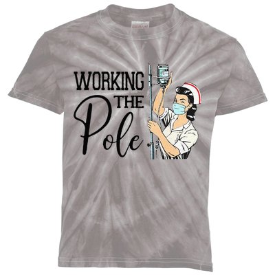 Working The Pole Funny ER Nurse Life Emergency Room Nursing Kids Tie-Dye T-Shirt