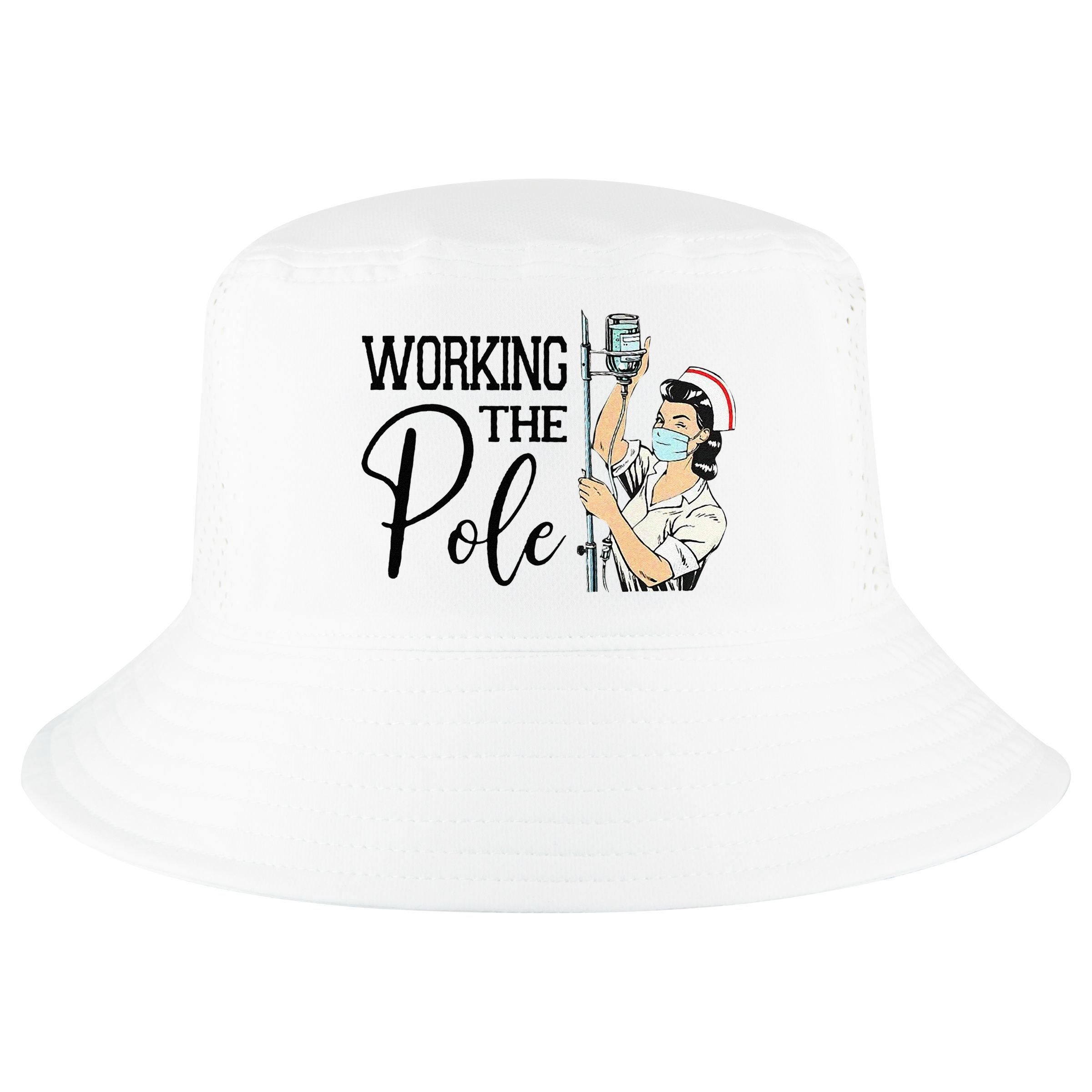 Working The Pole Funny ER Nurse Life Emergency Room Nursing Cool Comfort Performance Bucket Hat