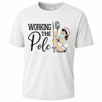Working The Pole Funny ER Nurse Life Emergency Room Nursing Cooling Performance Crew T-Shirt