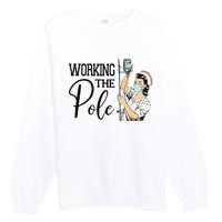 Working The Pole Funny ER Nurse Life Emergency Room Nursing Premium Crewneck Sweatshirt