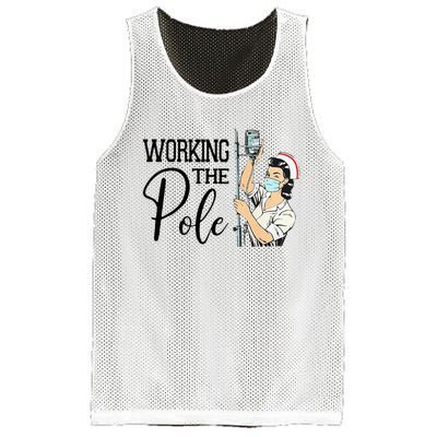 Working The Pole Funny ER Nurse Life Emergency Room Nursing Mesh Reversible Basketball Jersey Tank