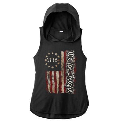 We The People American History 1776 Independence Day Vintage Ladies PosiCharge Tri-Blend Wicking Draft Hoodie Tank