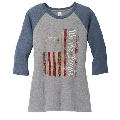 We The People American History 1776 Independence Day Vintage Women's Tri-Blend 3/4-Sleeve Raglan Shirt