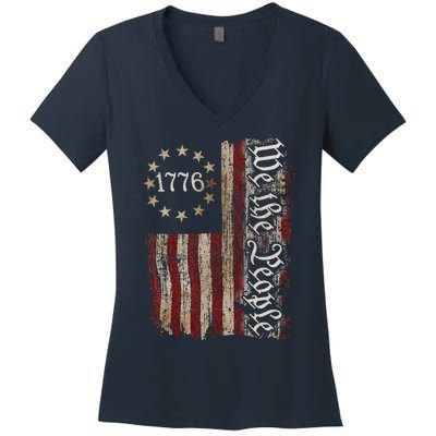 We The People American History 1776 Independence Day Vintage Women's V-Neck T-Shirt